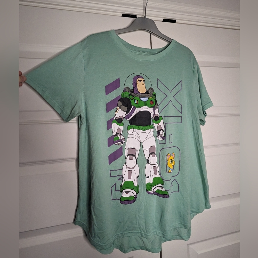 Junior Disney PixarBuzz Lightyear 3XL Mint T-Shirt Preowned High Low Hem - Picture 3 of 8